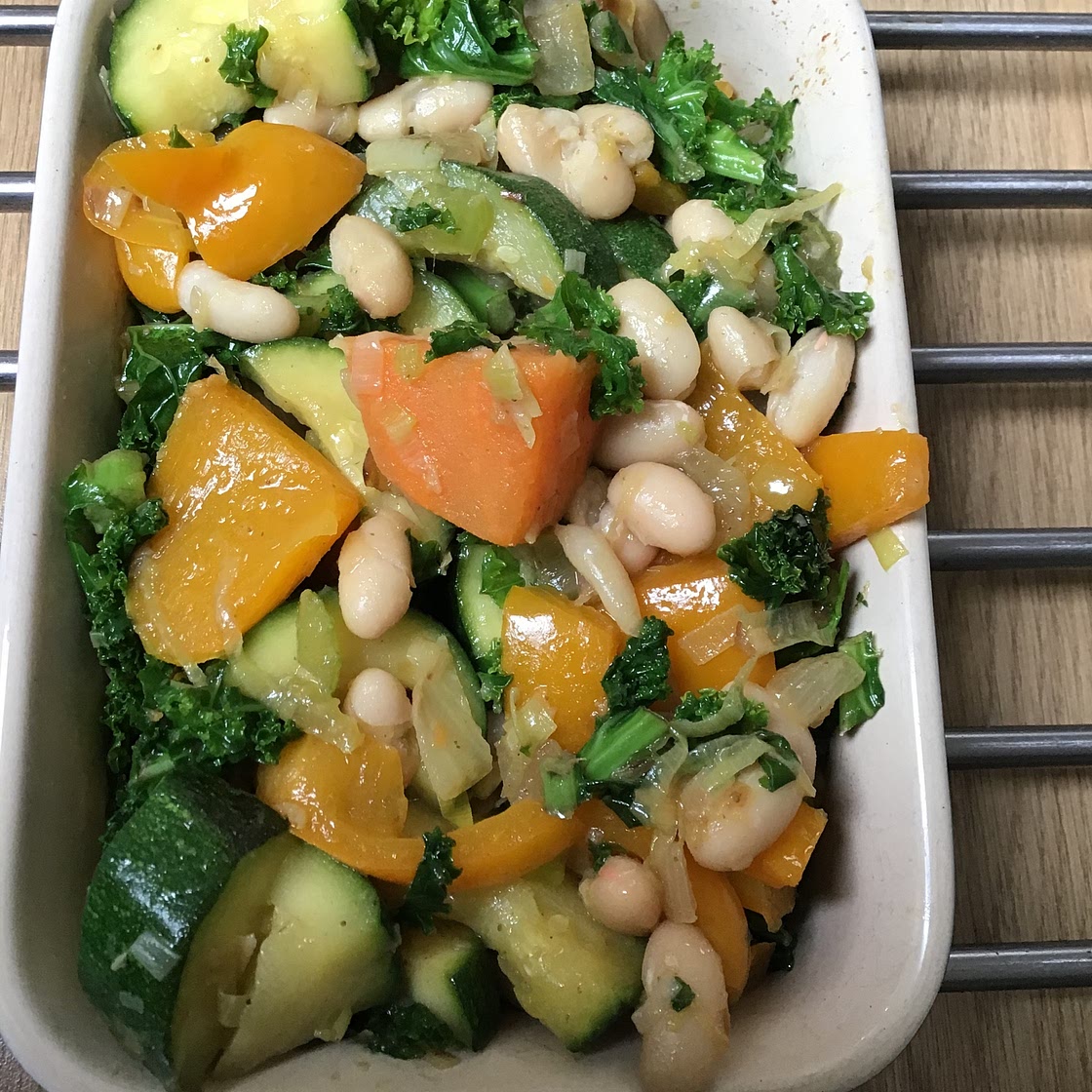 Spring veg and butter bean stew