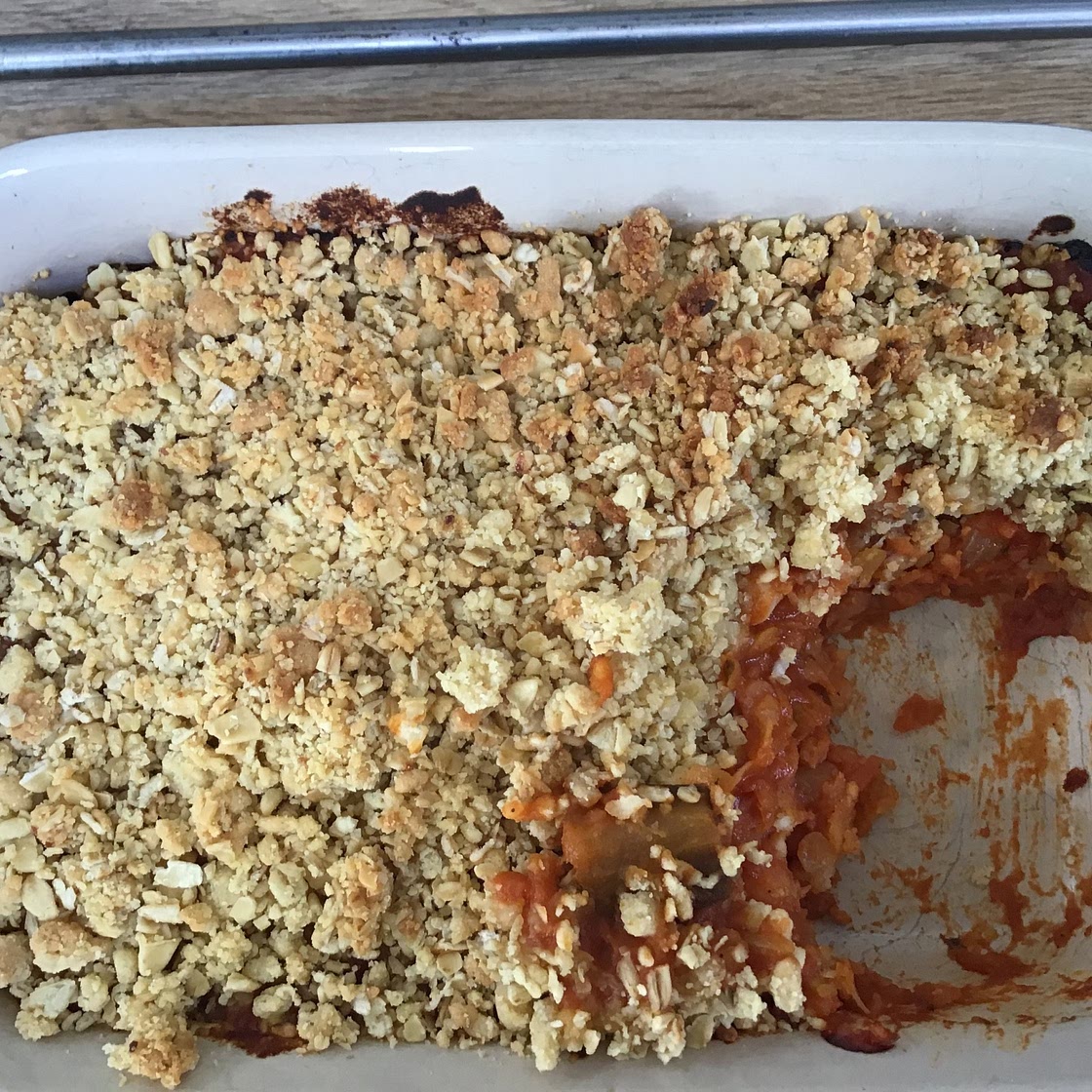 Cheesy lentil crumble