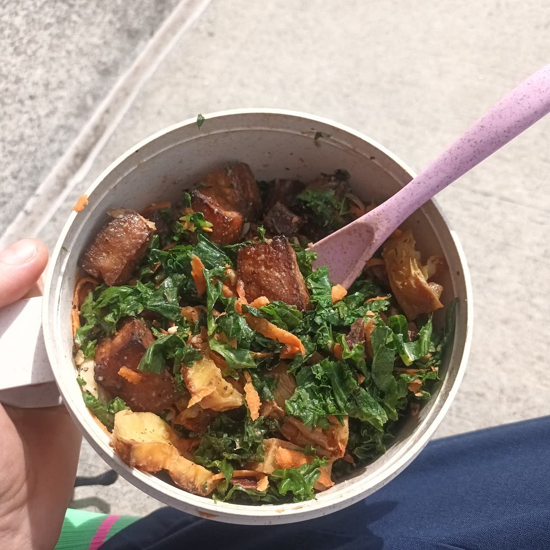 Carrot and Beet Kale Salad with Roasted Potatoes