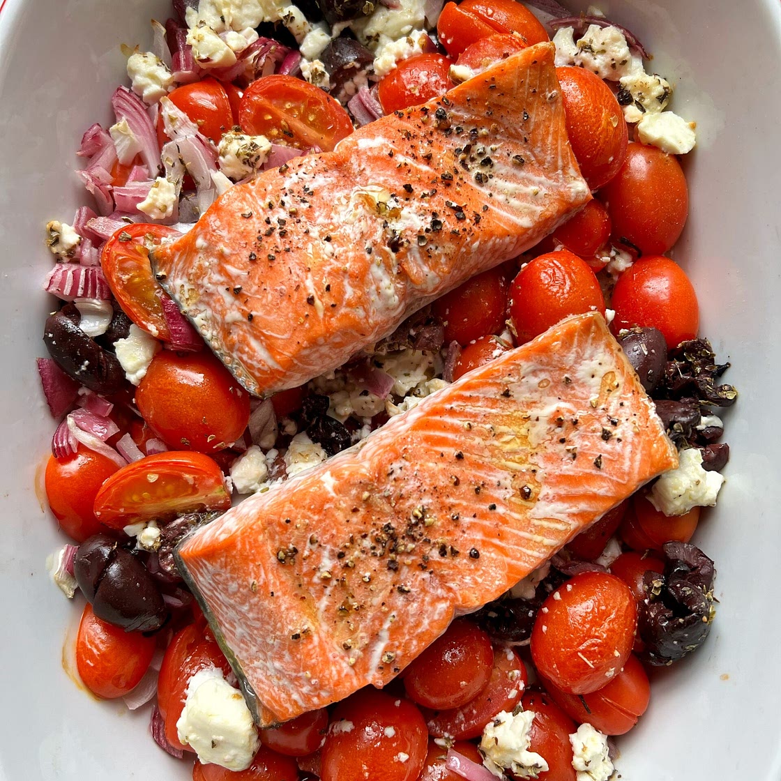 Baked Feta Salmon Dish