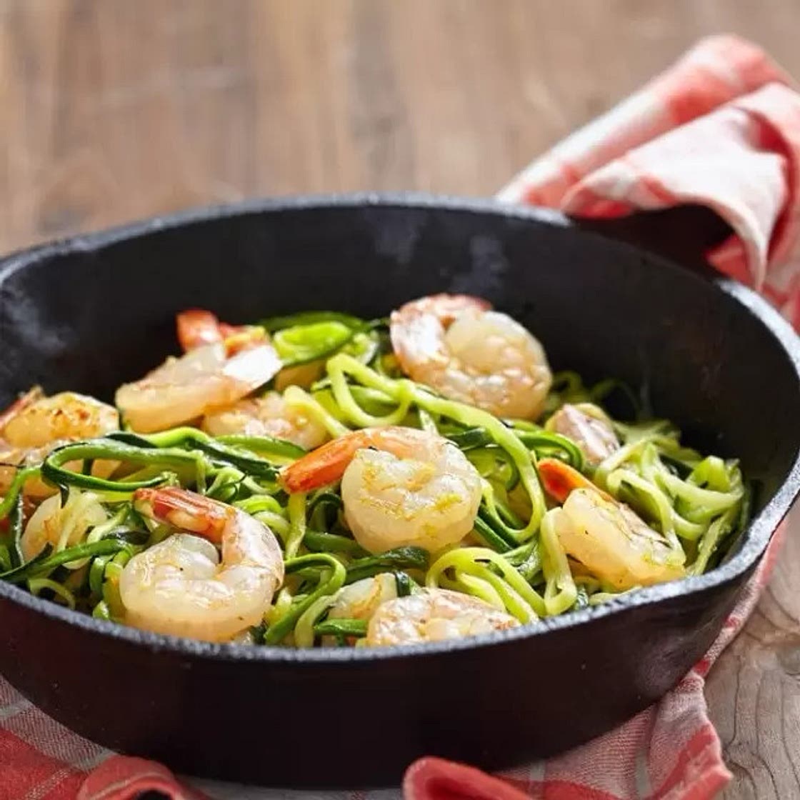 Spaghuetti de Calabaza con Camarones a la Oriental