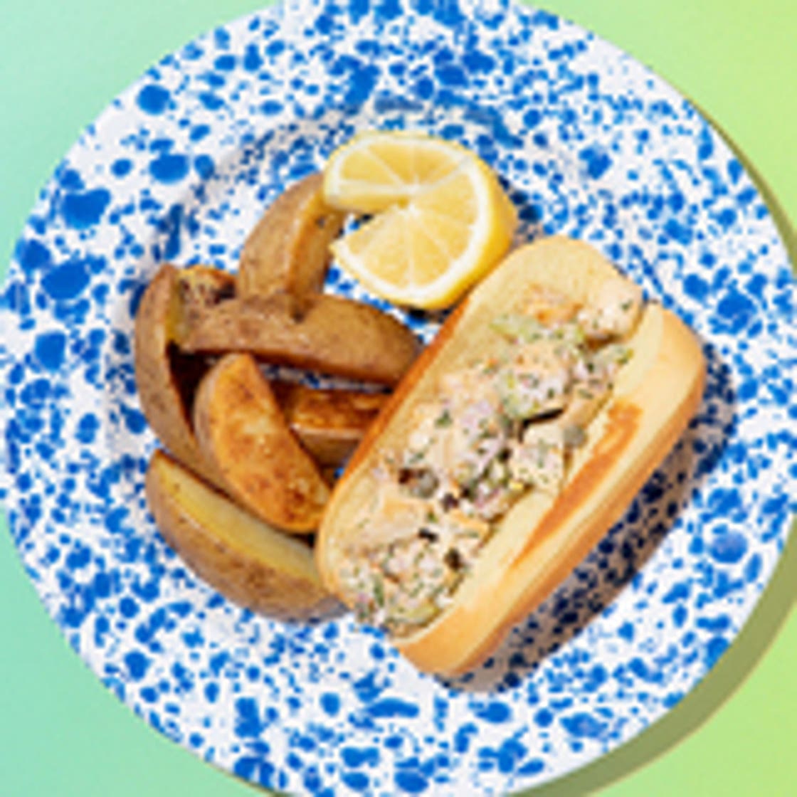 New England Lobster Rolls with Hearts of Palm & Lemon Pepper Potato Wedges