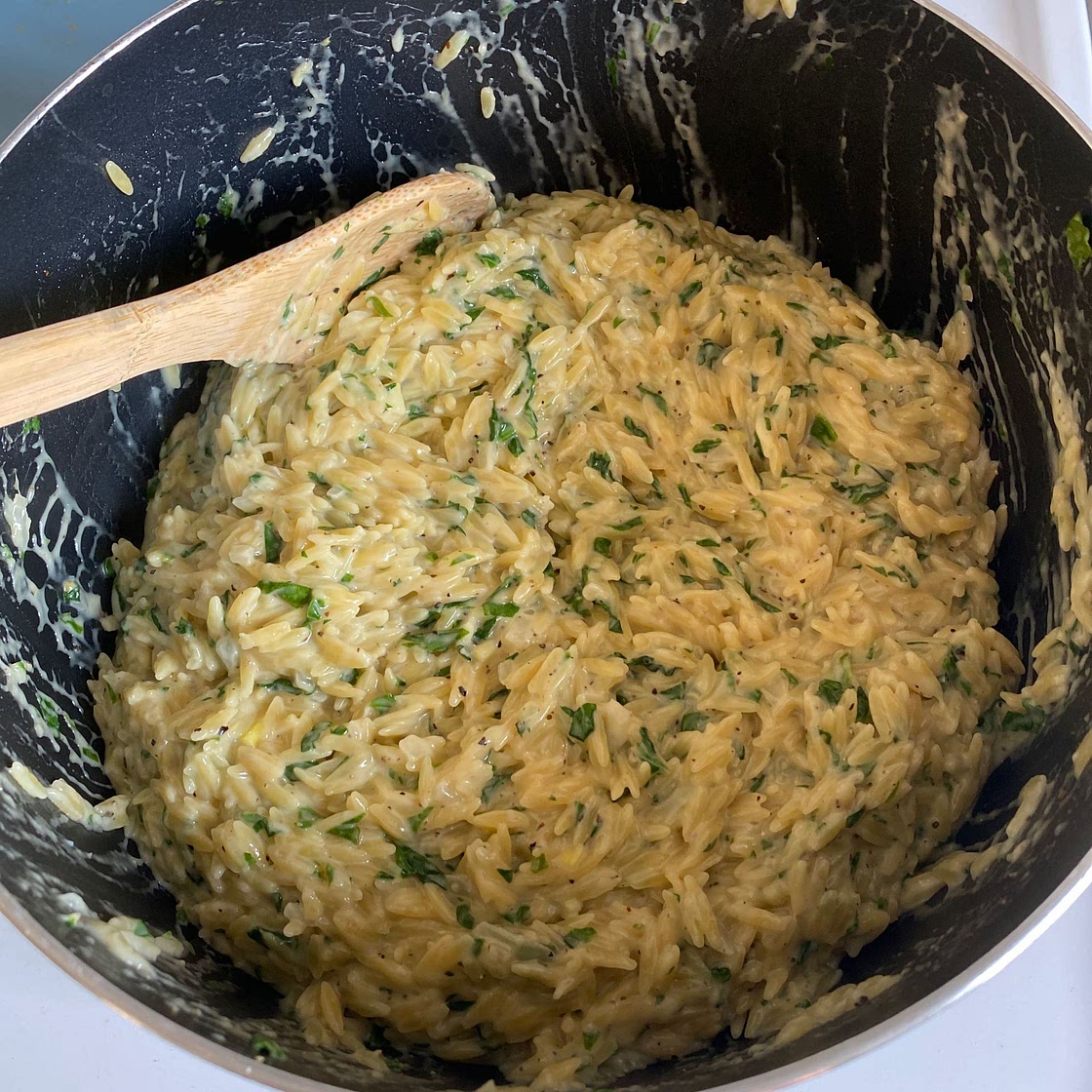 Creamy Spinach Parmesan Orzo