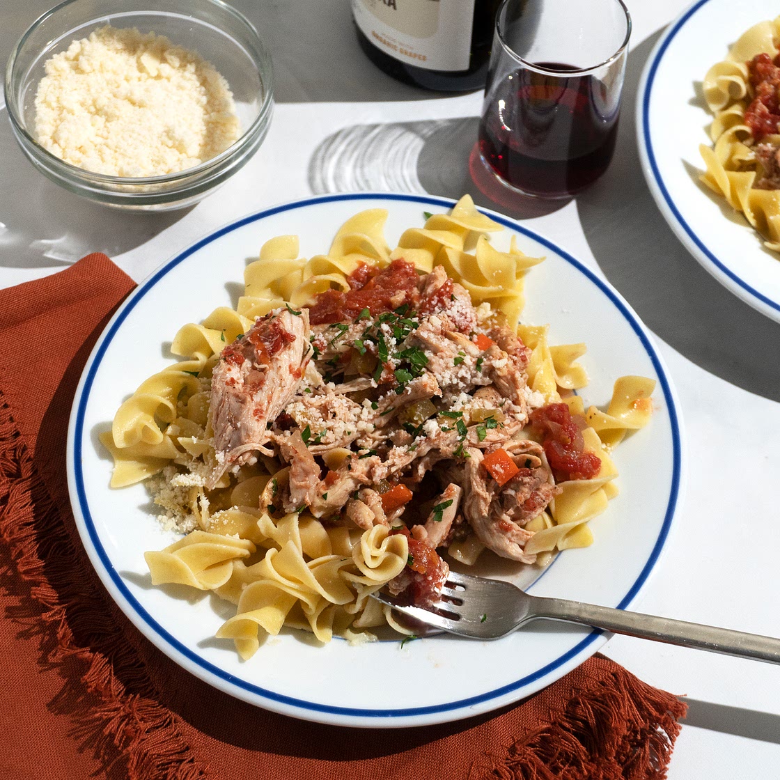 Hearty Chicken Ragout with Buttered Noodles