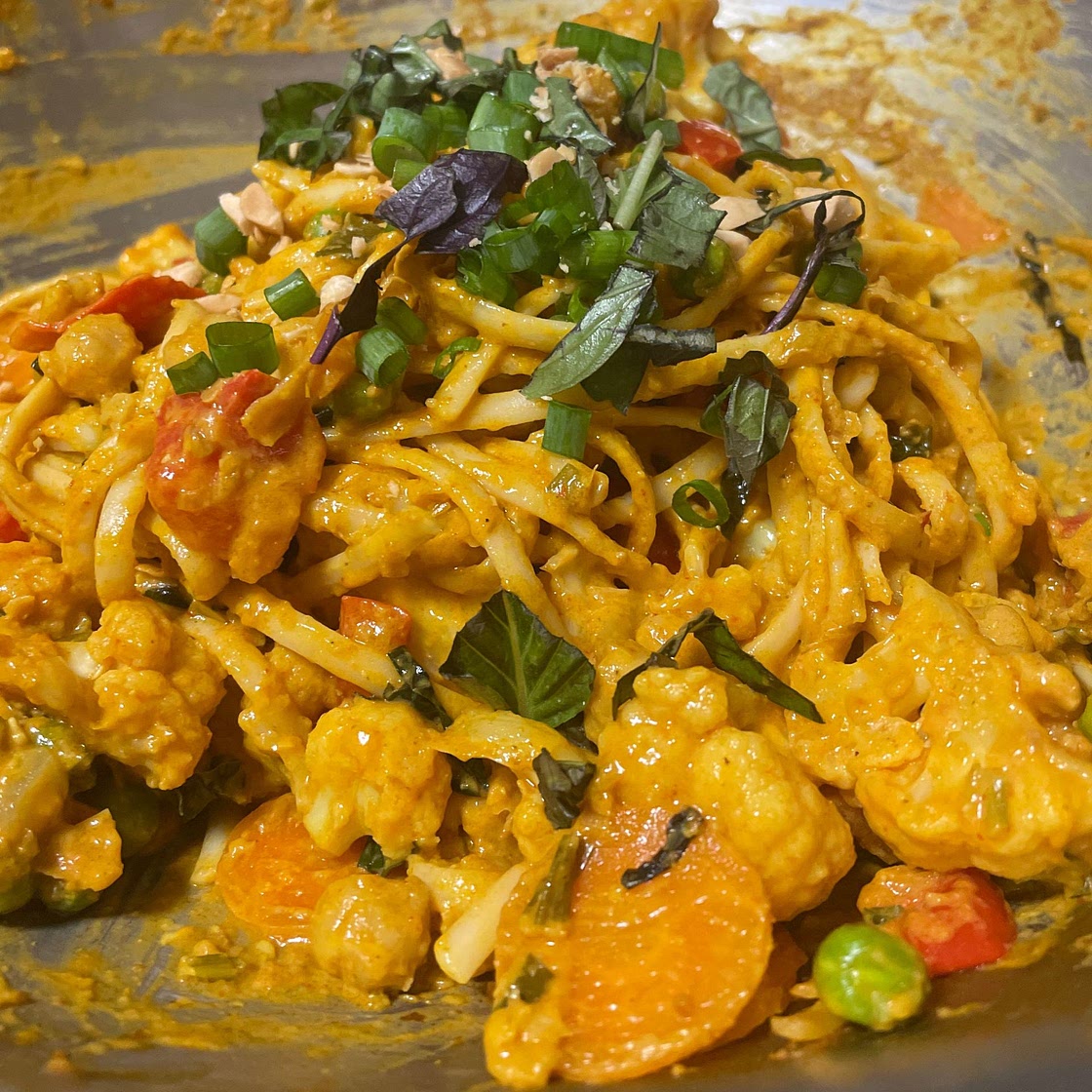 Thai Peanut Coconut Cauliflower Chickpea Curry