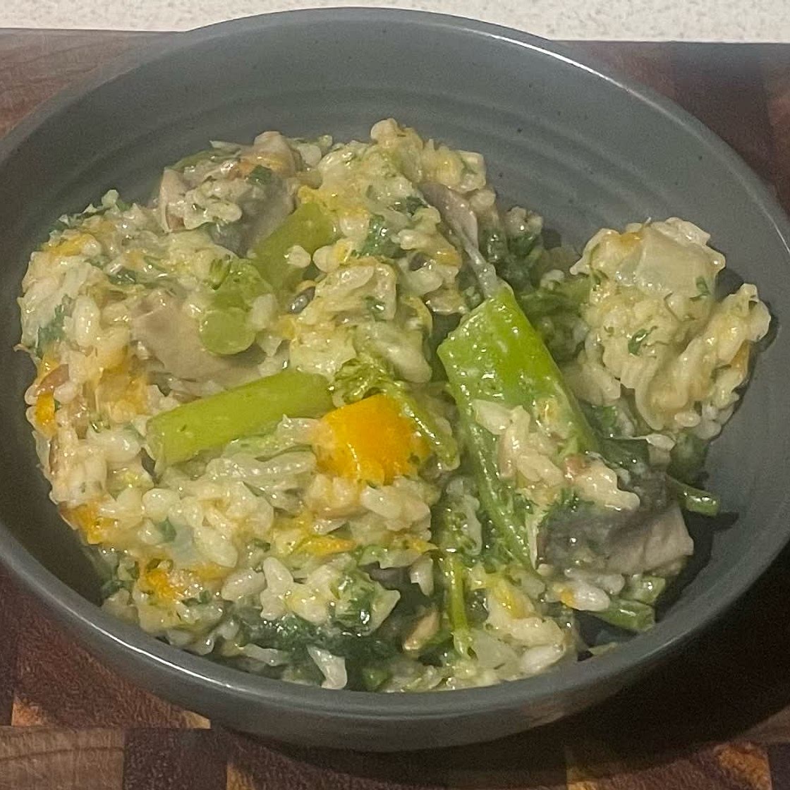 Pumpkin and asparagus risotto