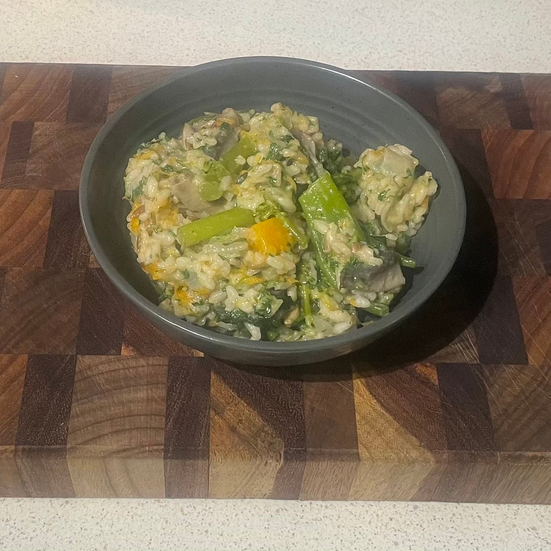 Pumpkin and asparagus risotto