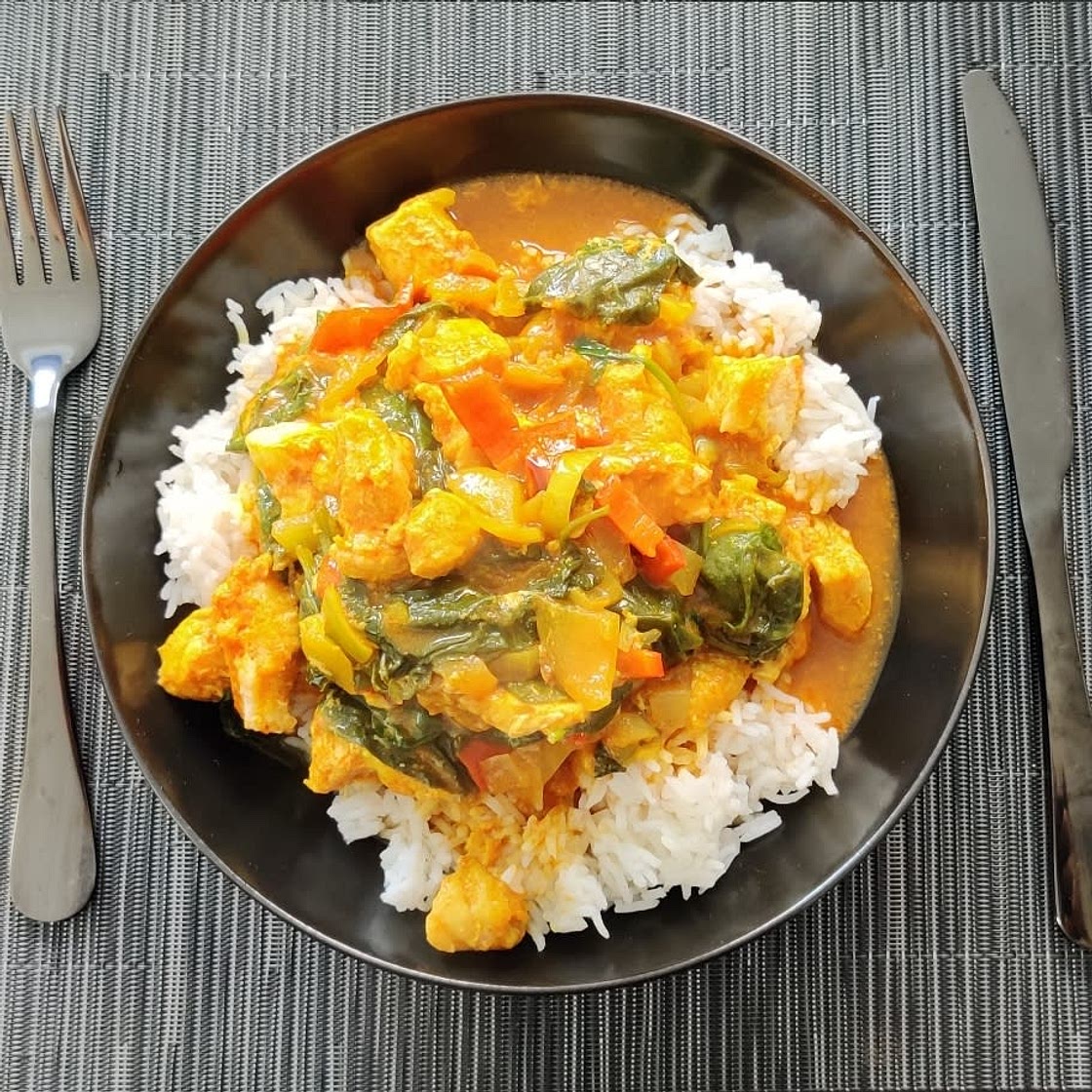 Goan Fish & Spinach Curry, Coriander Rice