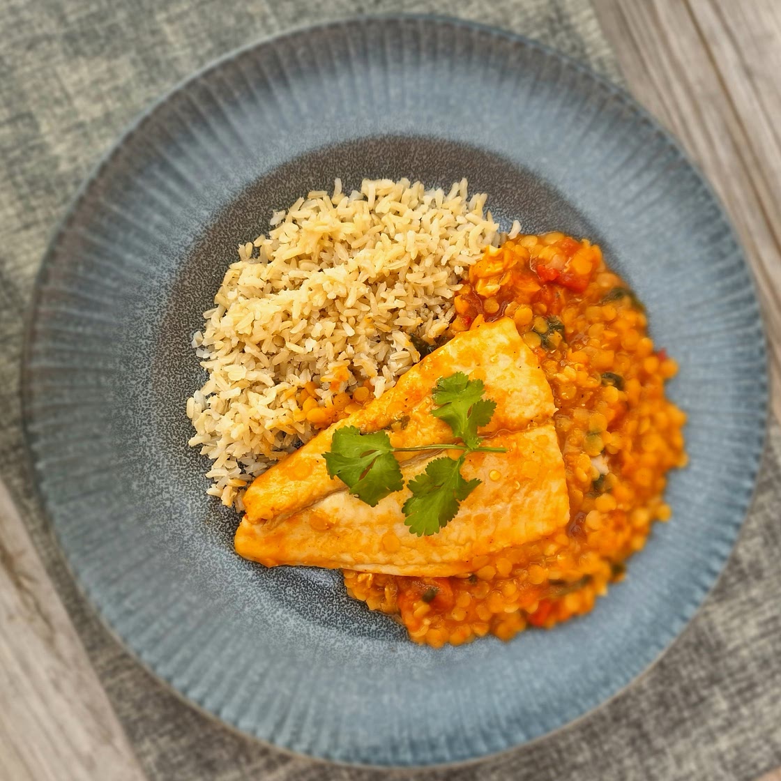 Fragrant Fish, Coconut, Tomato, and Lentils