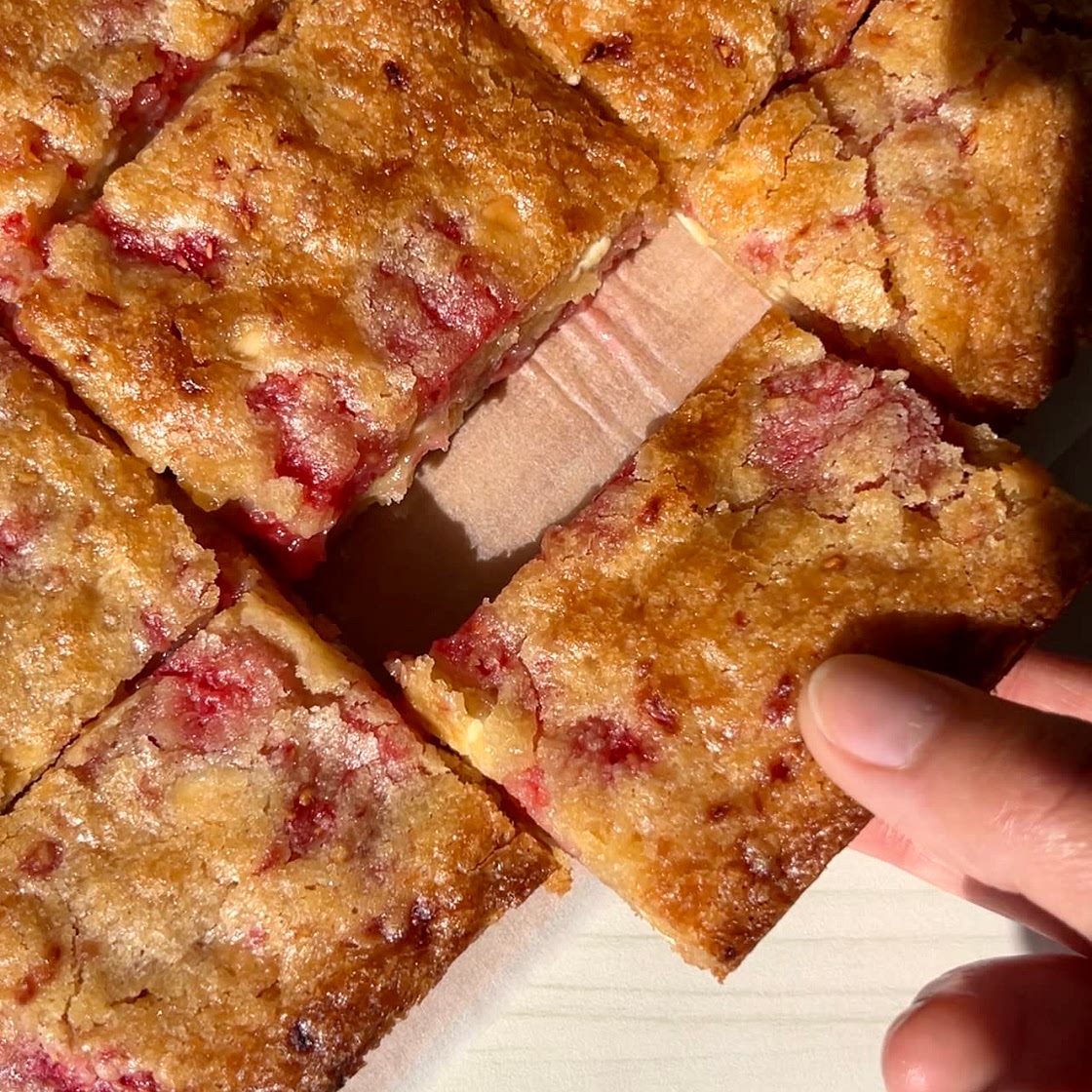 Raspberry White Chocolate Blondies