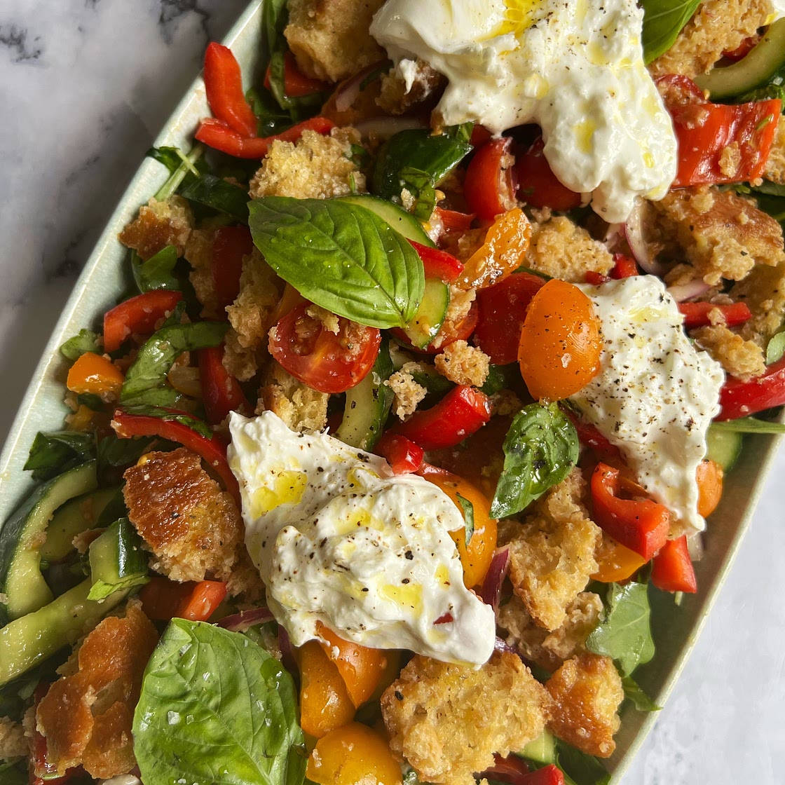 Panzanella Salad with Burrata Cheese