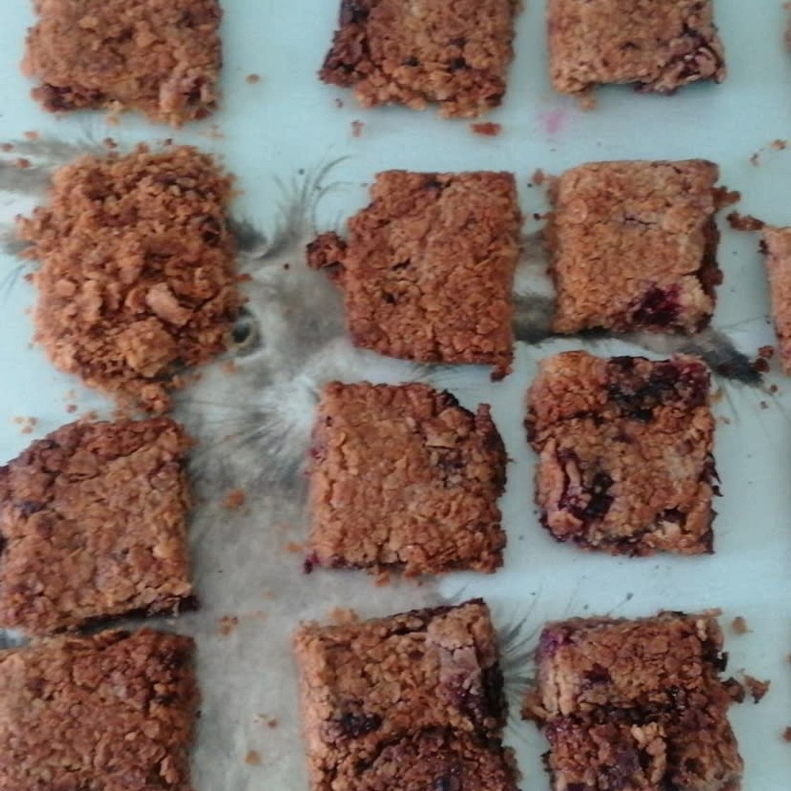 Raspberry honey flapjacks