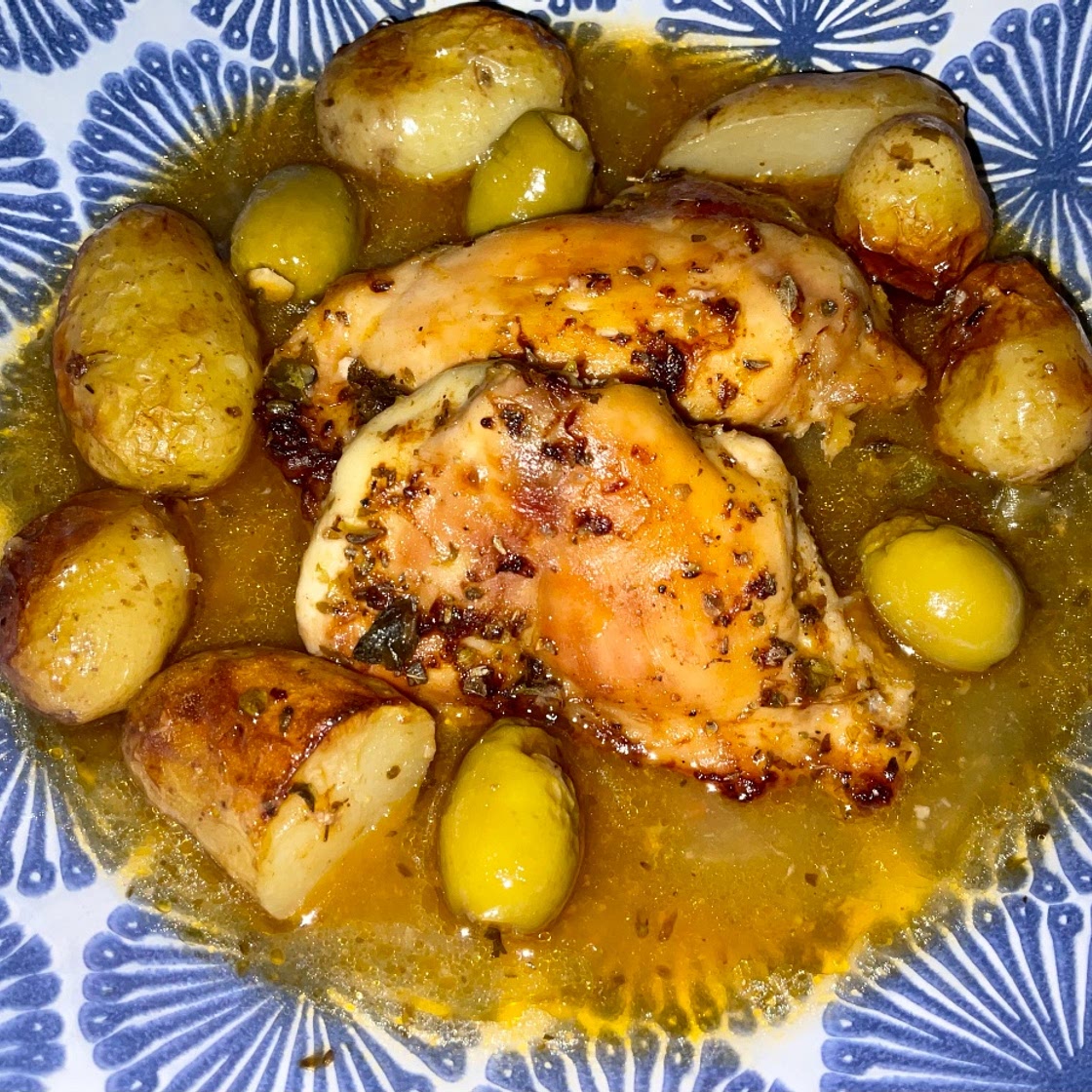 Greek Chicken, Olives and Jersey Royals