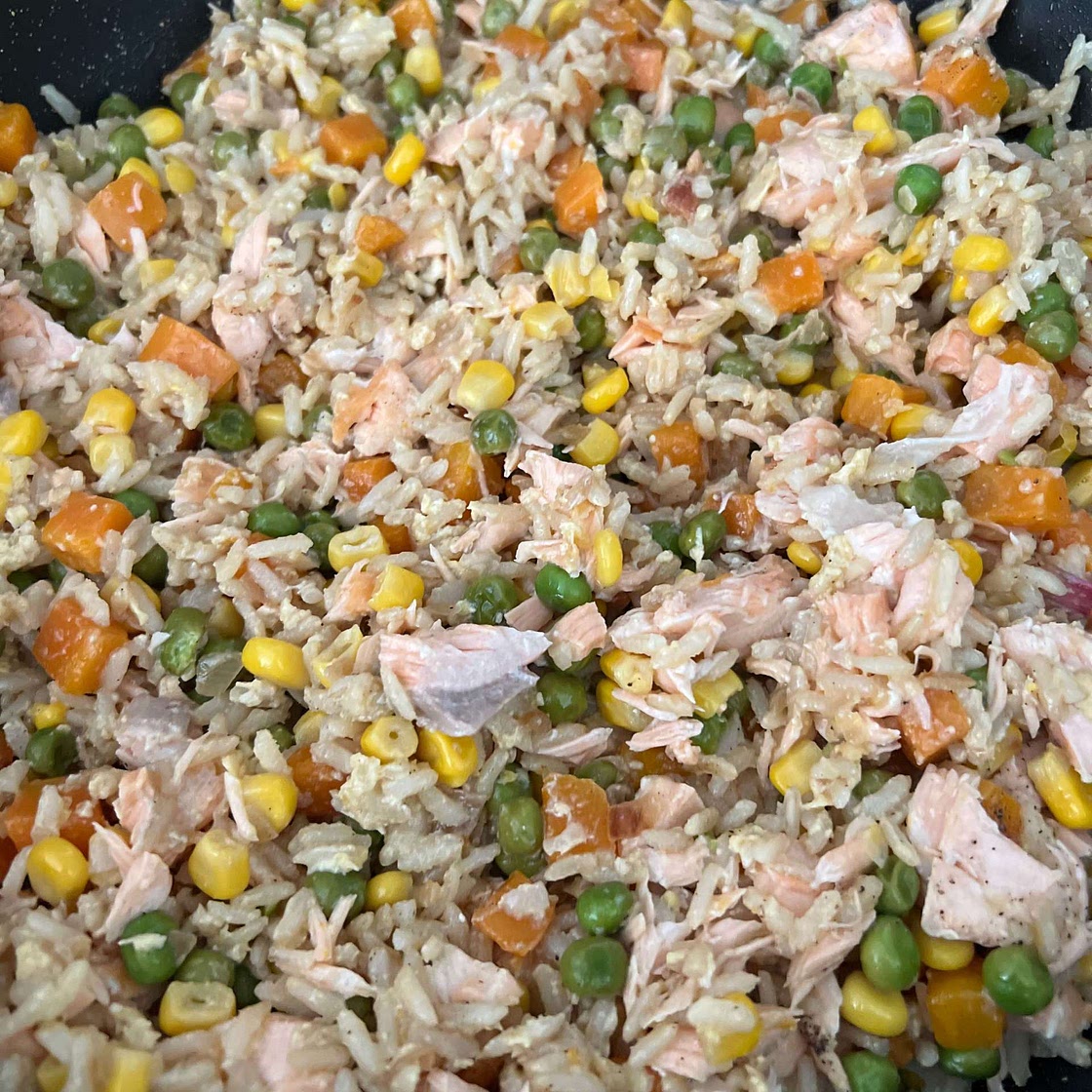 Recette facile du Riz cantonais au saumon