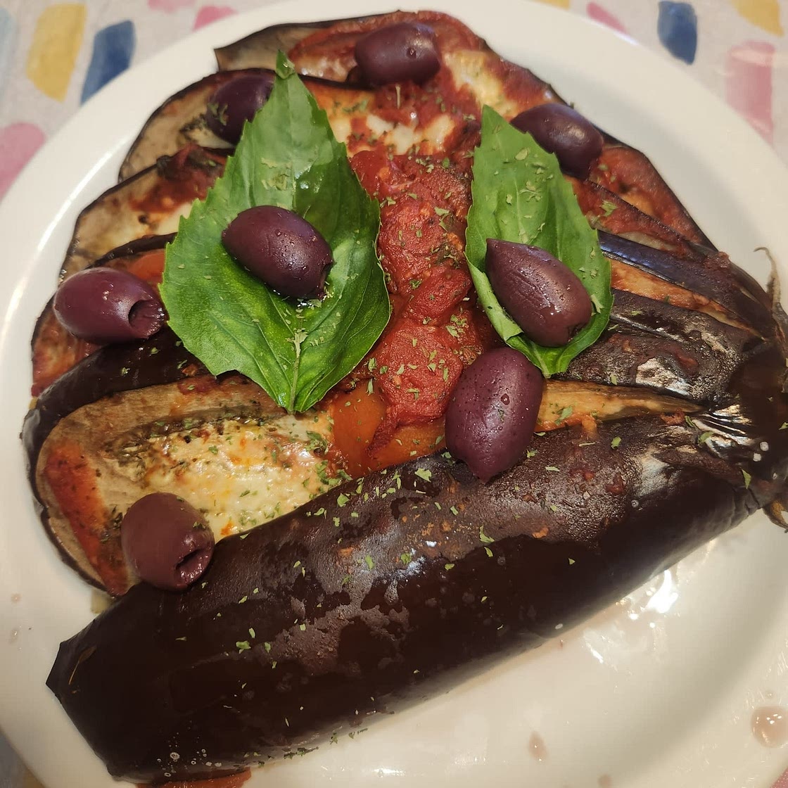 Baked Eggplant with Cheese and Tomatos