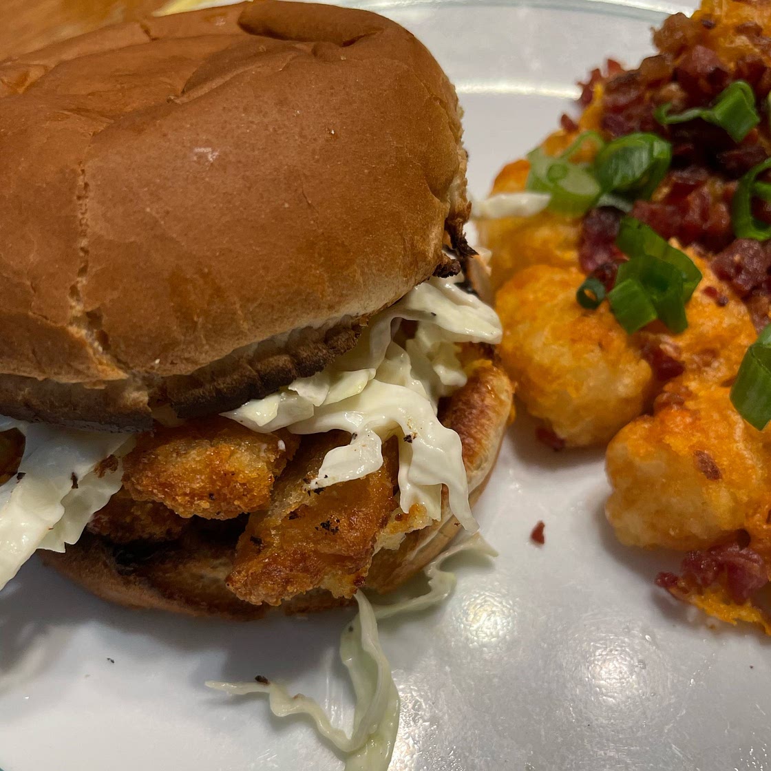 Fish Sandwich with Garlic Aioli Coleslaw