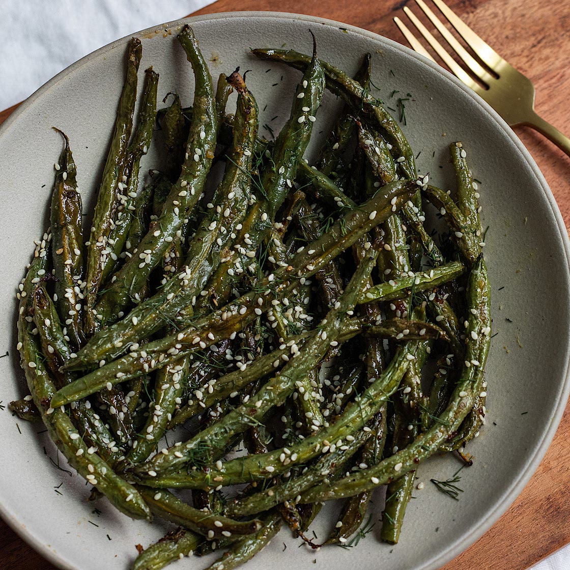 Roasted Honey Mustard Green Beans