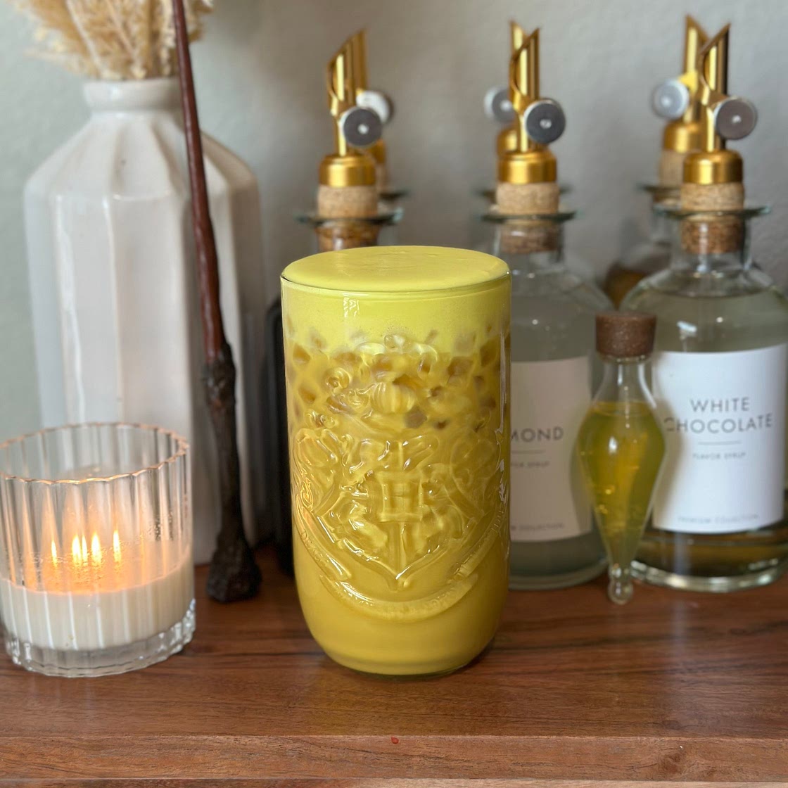 Hufflepuff Flan Iced Latte
