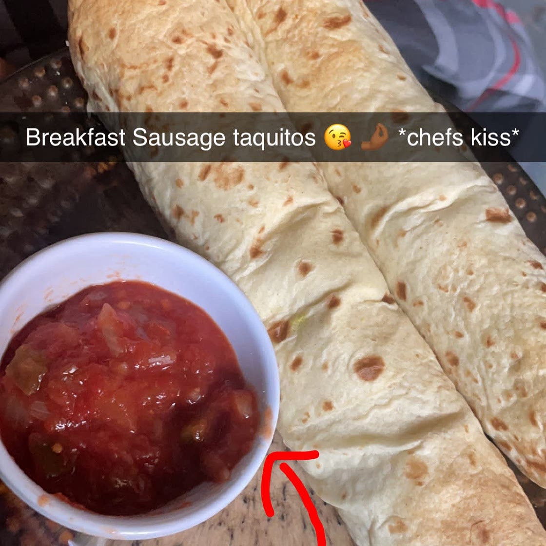 Baked Sausage, Spinach and Egg Breakfast Taquitos