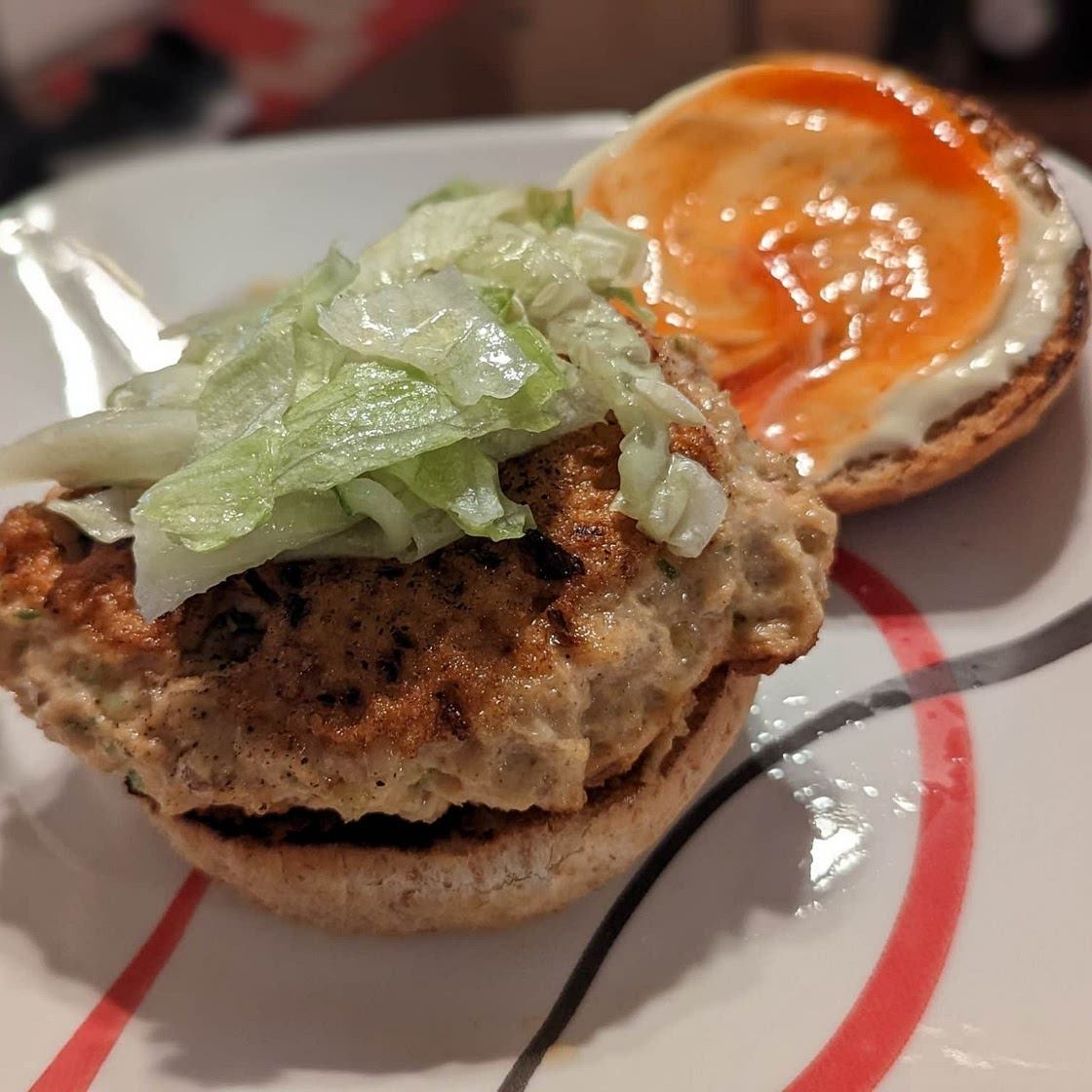 Prawn & salmon burgers with spicy mayo