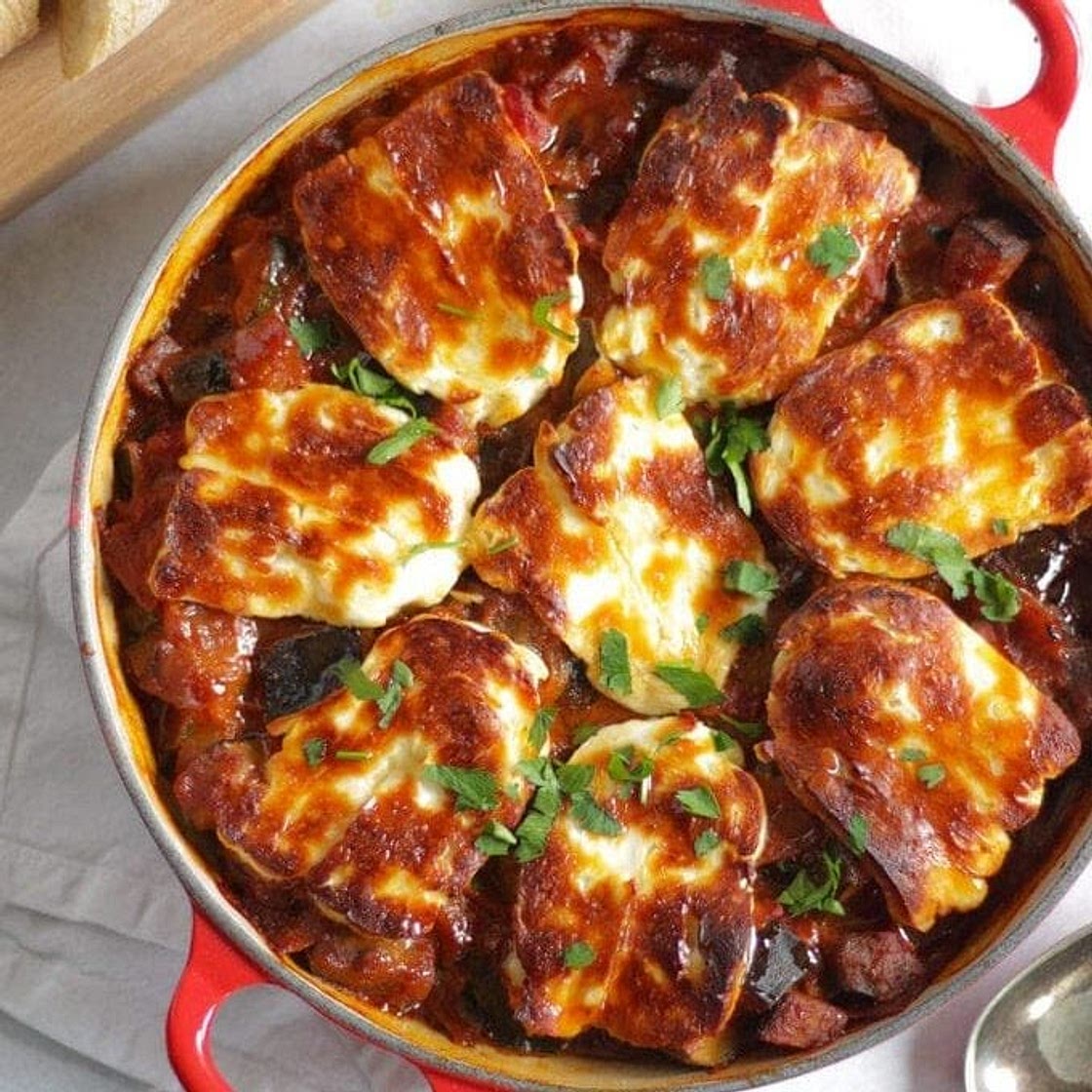 Mediterranean Tomato and Halloumi Bake