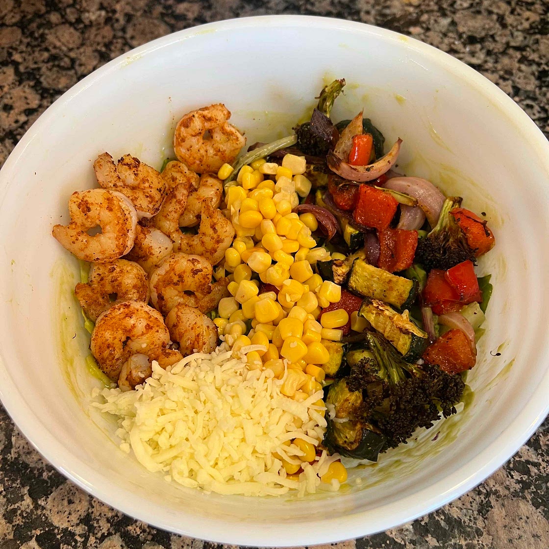 ROASTED VEGETABLE & SHRIMP SALAD