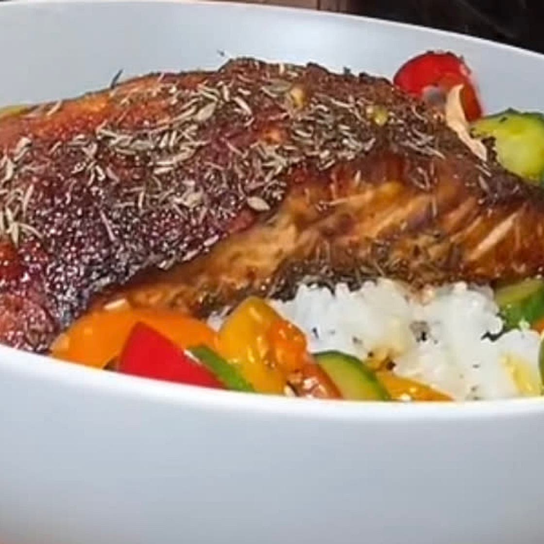 Gracie Norton's Salmon, Rice, Cucumber & Sweet Pepper Salad