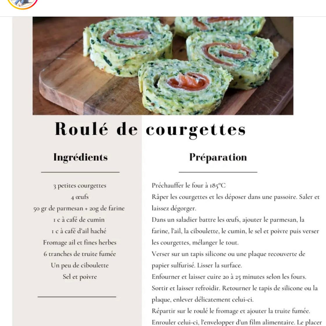 Roulé à la courgette et truite fumée 