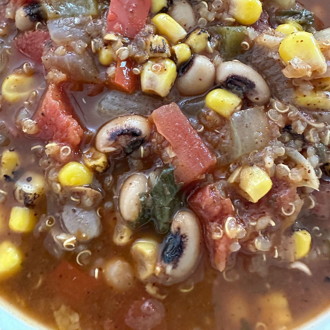 Black-eyed Pea Chili with Quinoa and Corn