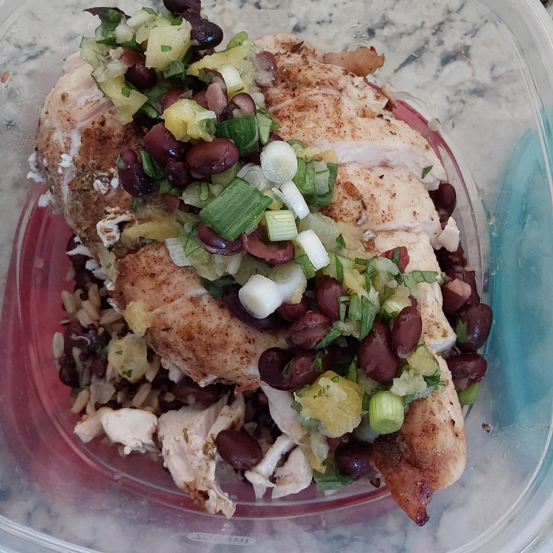 Jerk Chicken with Pineapple Black Bean Salsa (Low Sodium/Diabetic Friendly/Gluten Free/Dairy Free)