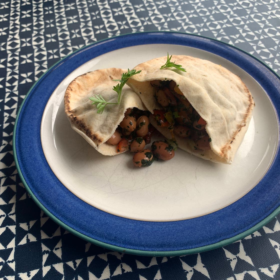 Borlotti Bean Stuffed Pitta Breads