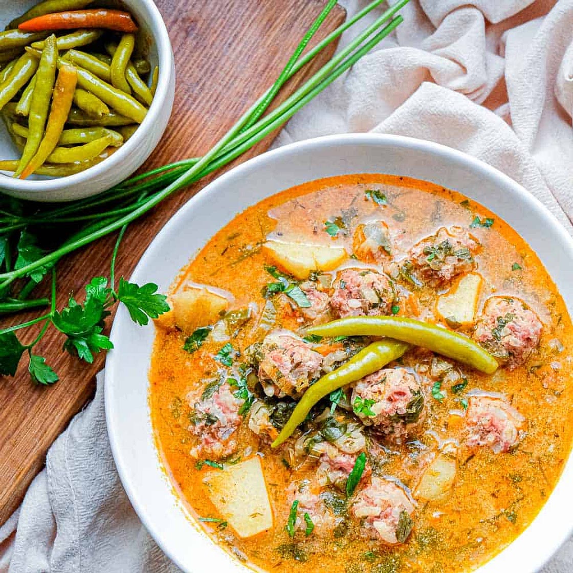 Ciorba de Perisoare | Romanian Porcupine Meatballs Sour Soup
