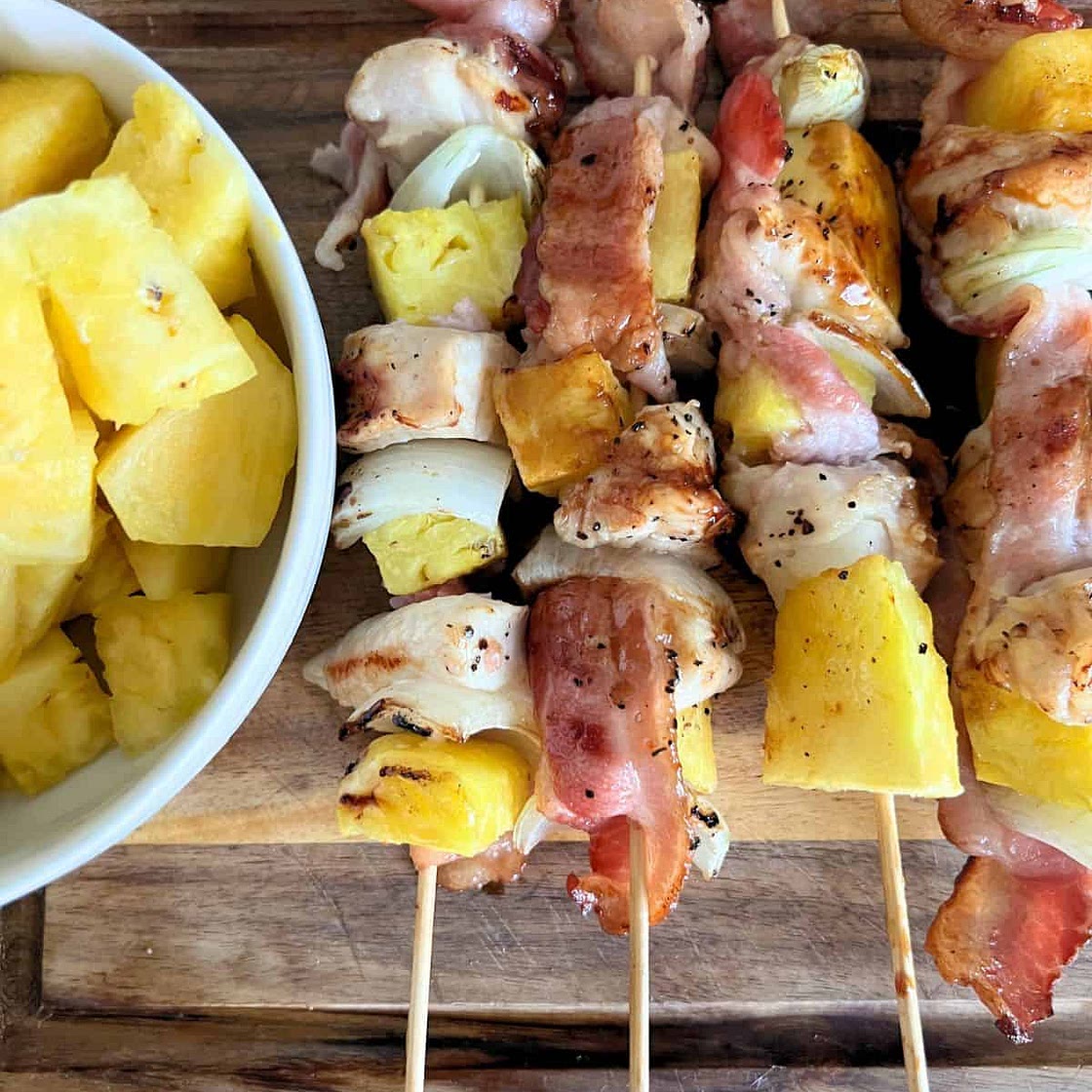 Bacon, Pineapple, Chicken Kabobs
