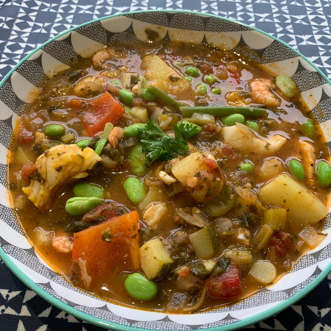 Mediterranean Style Fish and Bean Stew