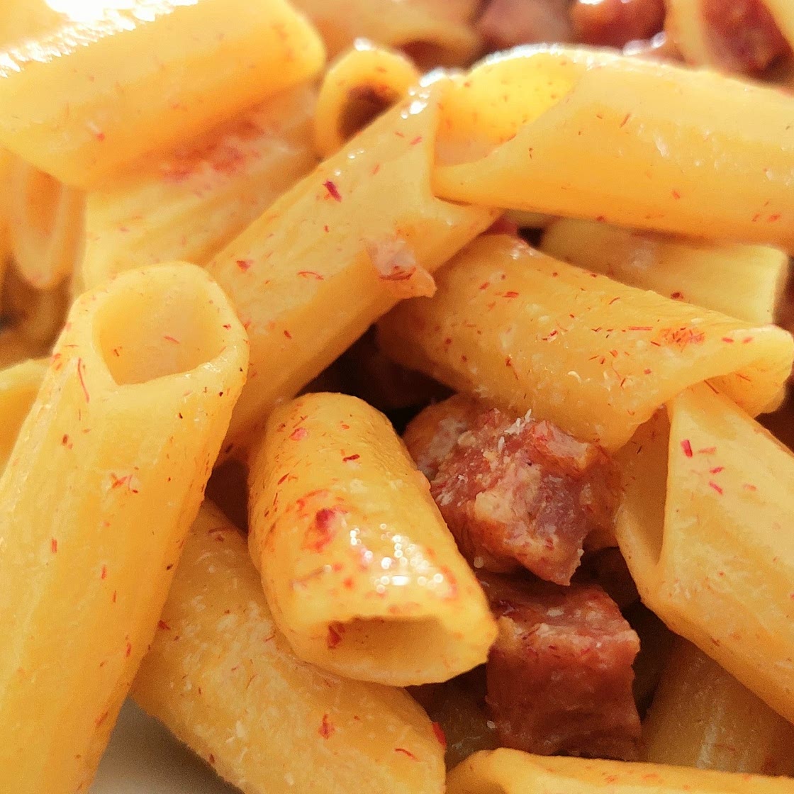 Pasta - Salame, pecorino and saffron