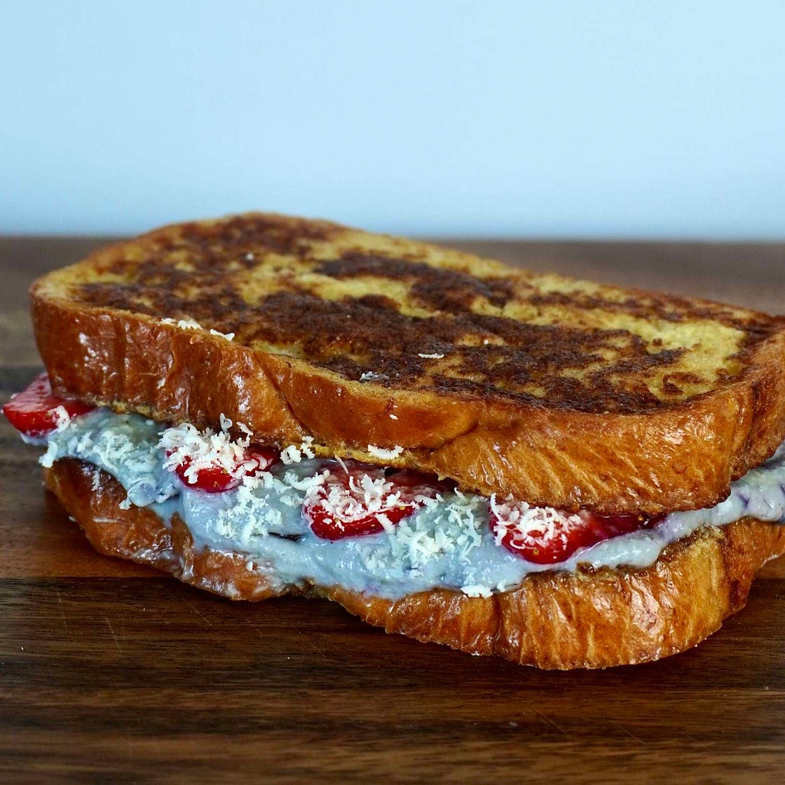 Creamy blueberry french toast sandwich
