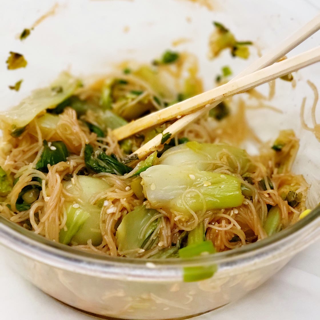 Spicy Rice Noodles with Bok Choy