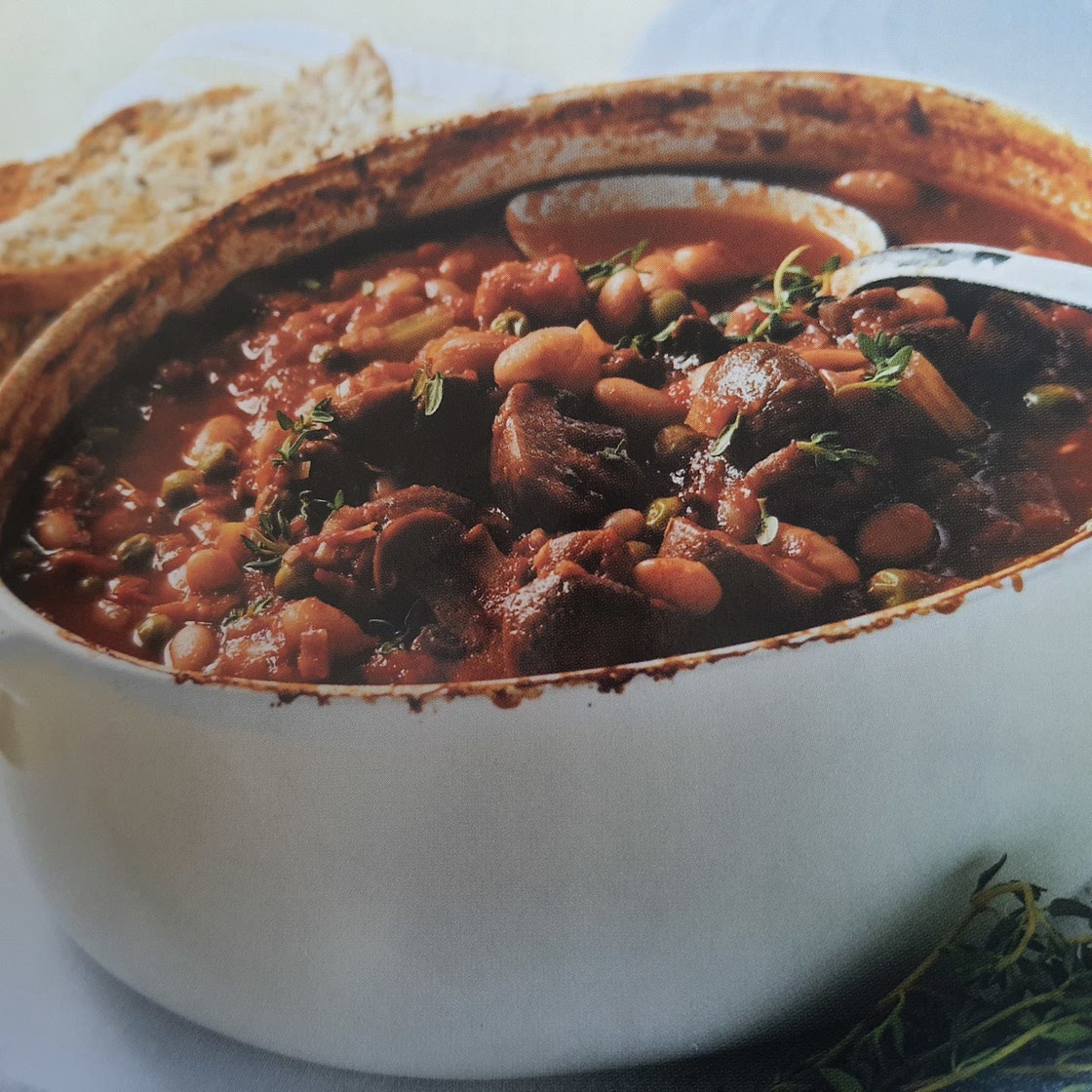 Leek, bean, and mushroom bake
