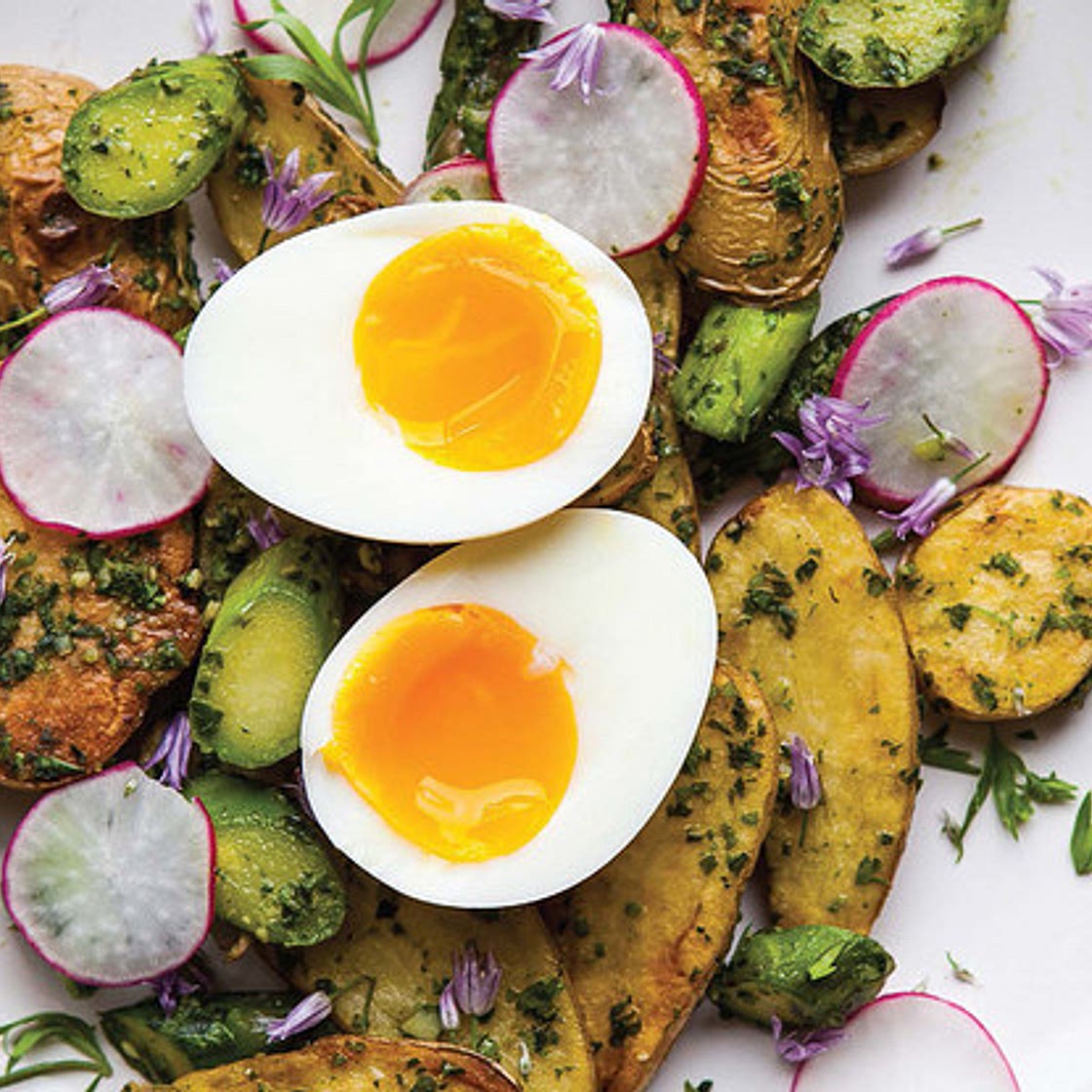Roasted Potato Salad with Asparagus and Boiled Egg