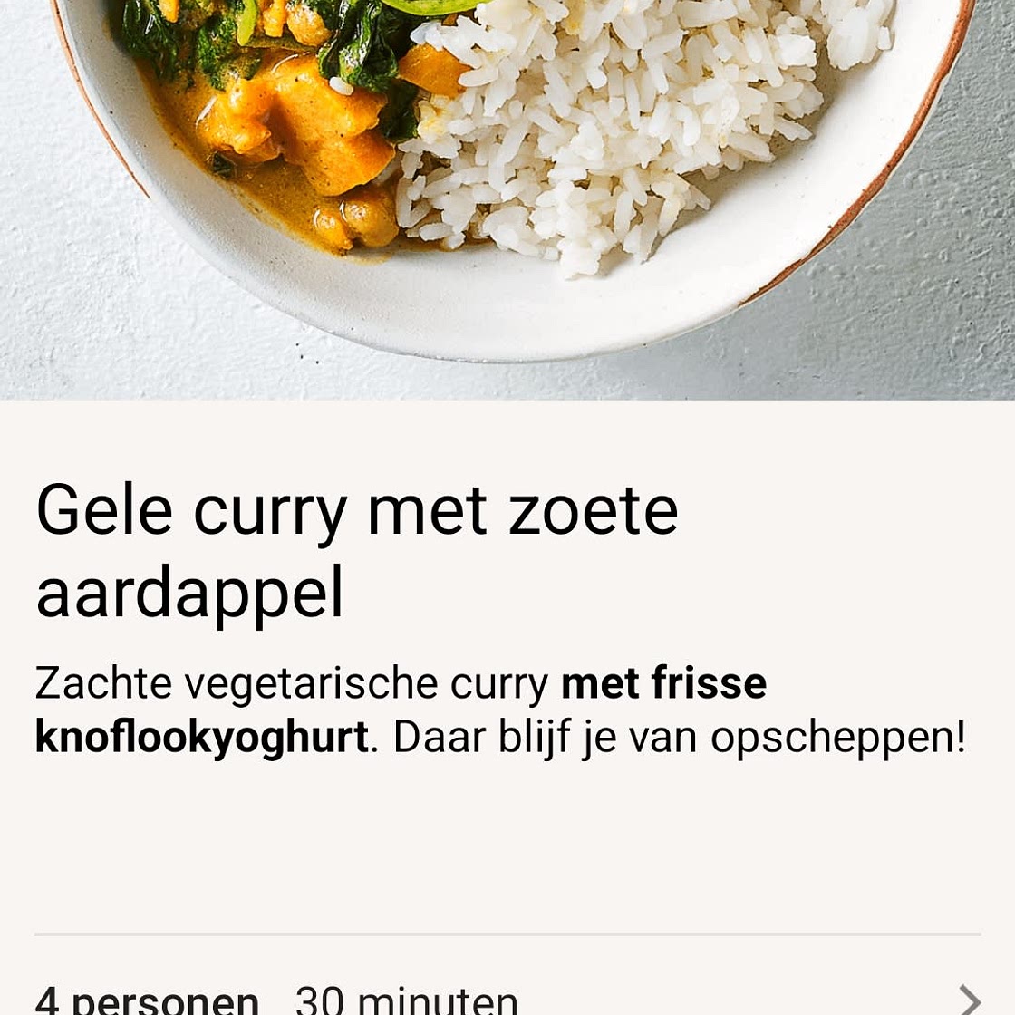 Gele curry met zoete aardappel