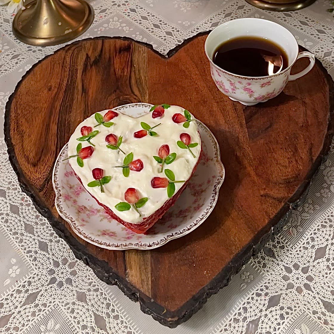 Heart shaped red velvet pancakes recipe 