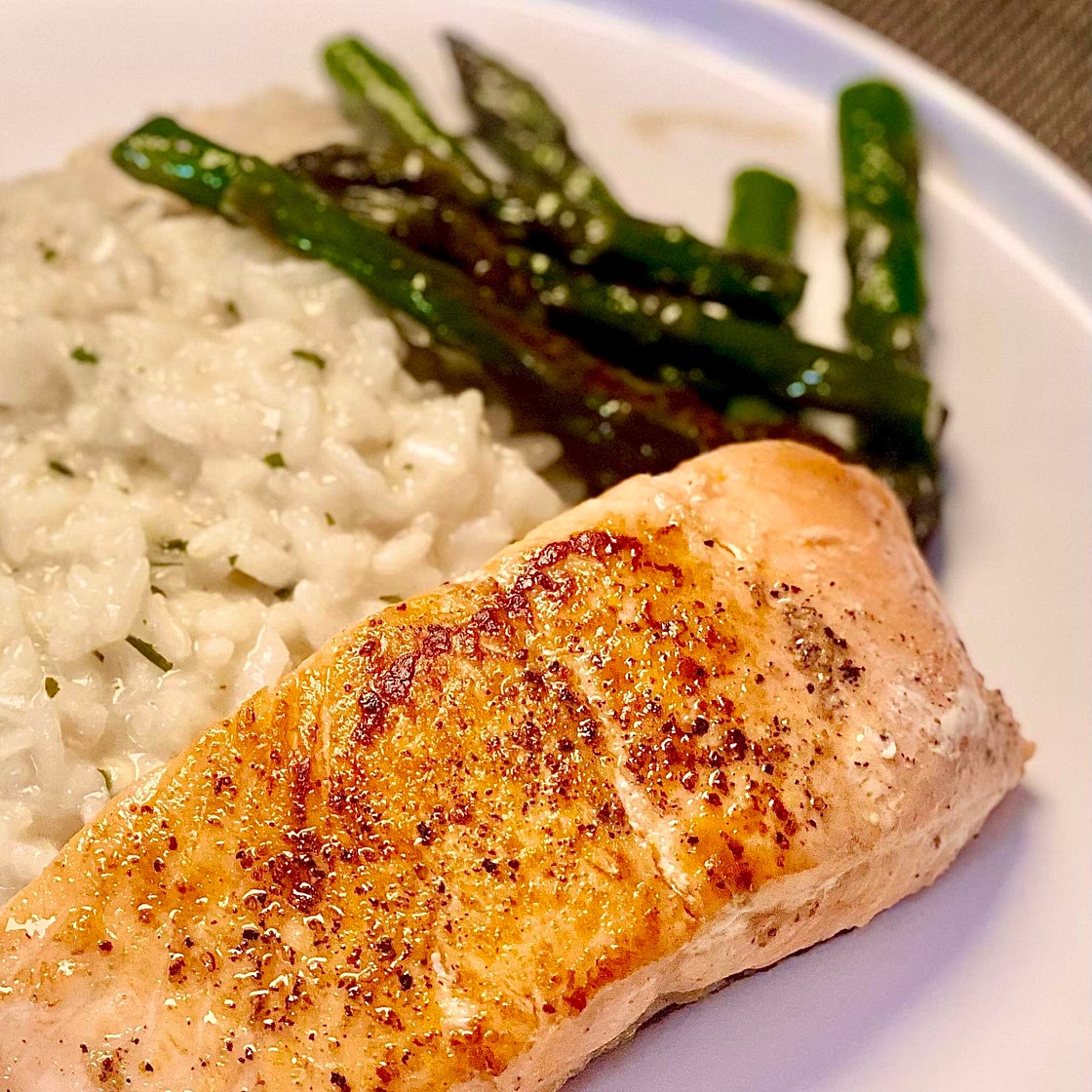Salmon with Risotto and Asparagus