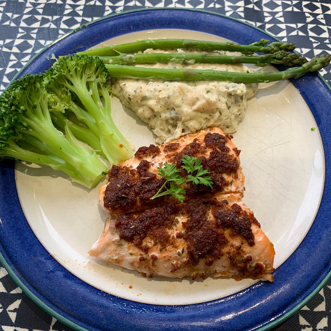 Spiced Baked Salmon and Butterbean Mash
