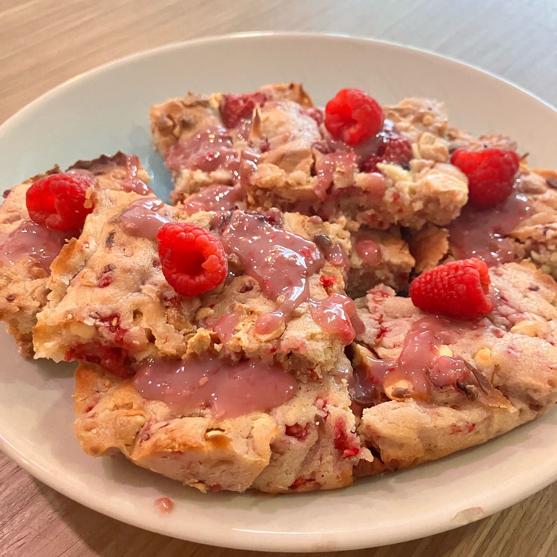 Raspberry White Chocolate Blondies