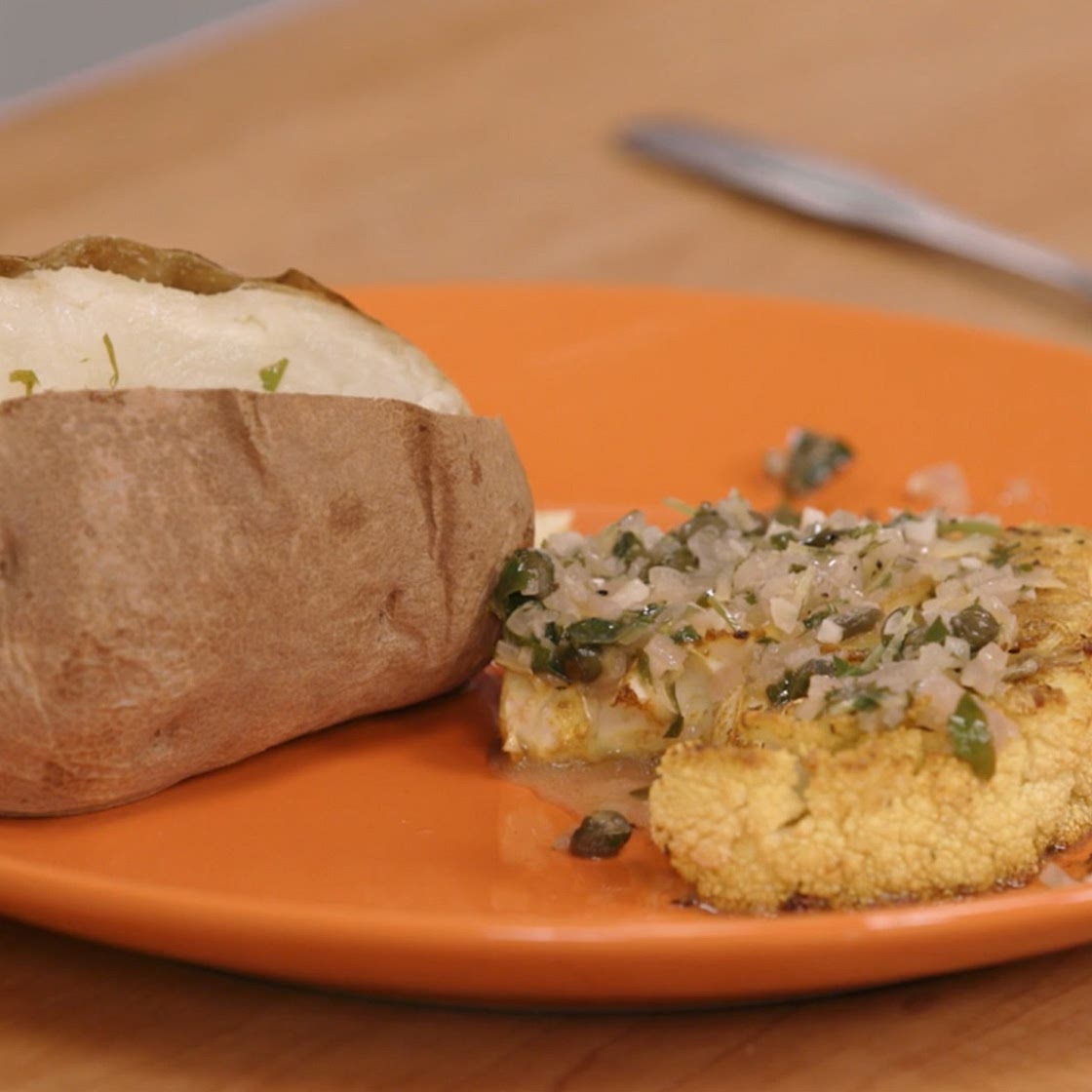 Cauliflower Steaks & Baked Potato
