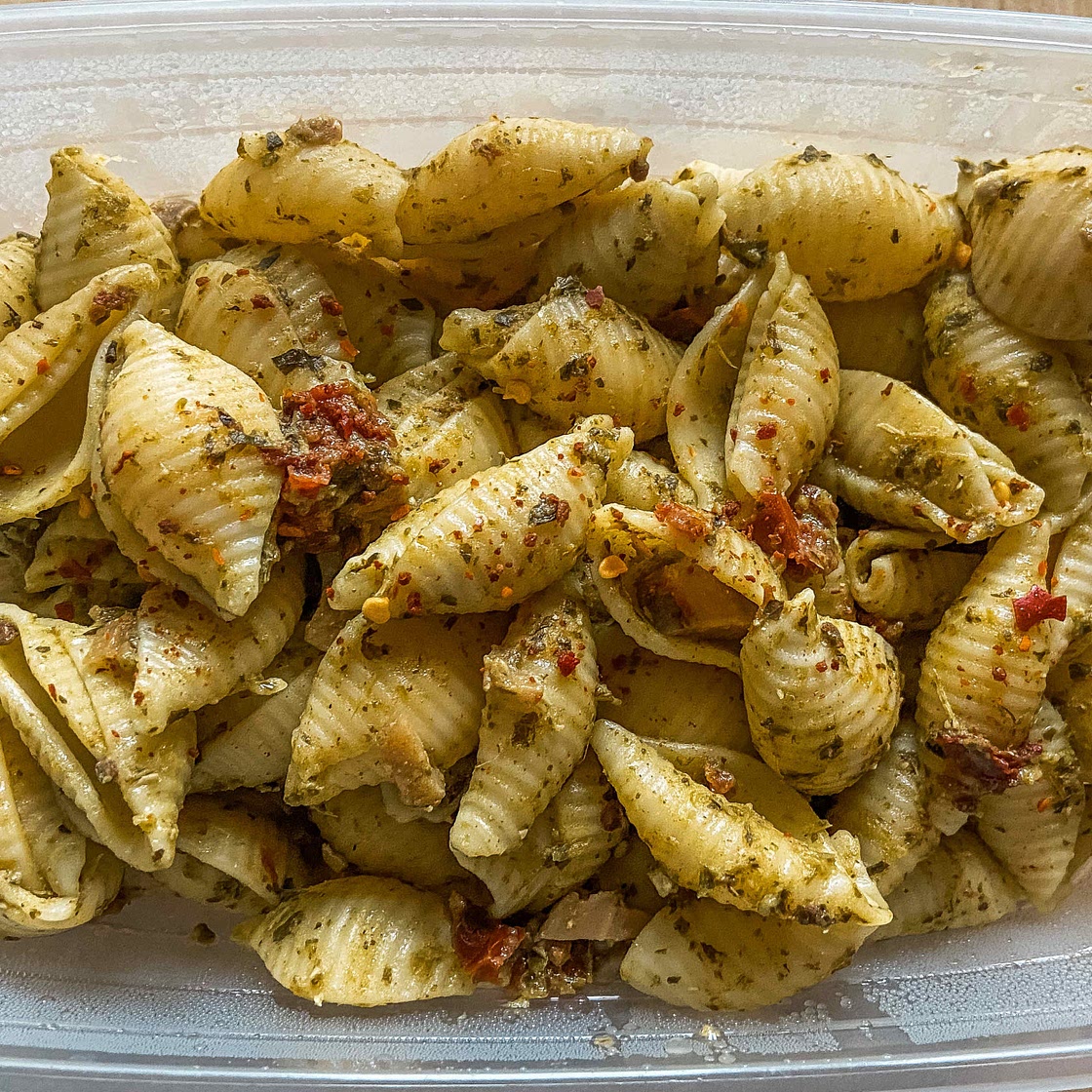 Pesto Pasta with Sun Dried Tomatoes