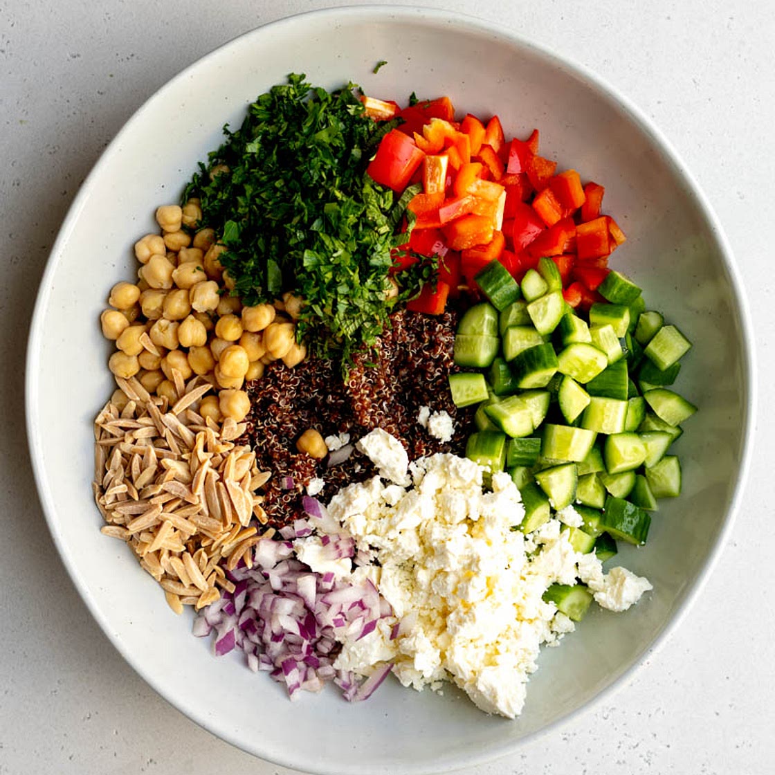 Quick & Healthy Red Quinoa Salad with Feta Cheese