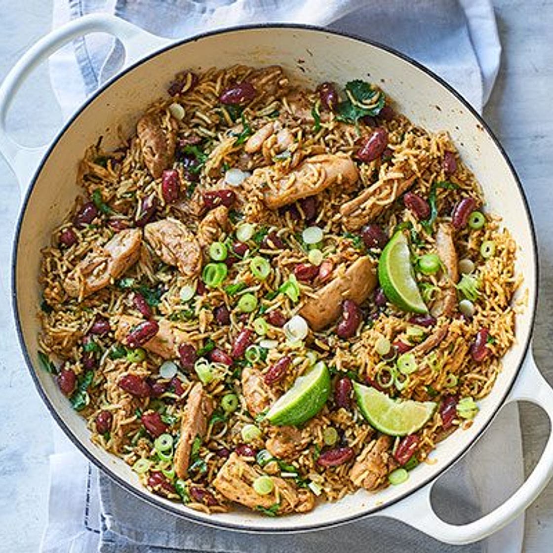 Jerk-seasoned chicken pilaf