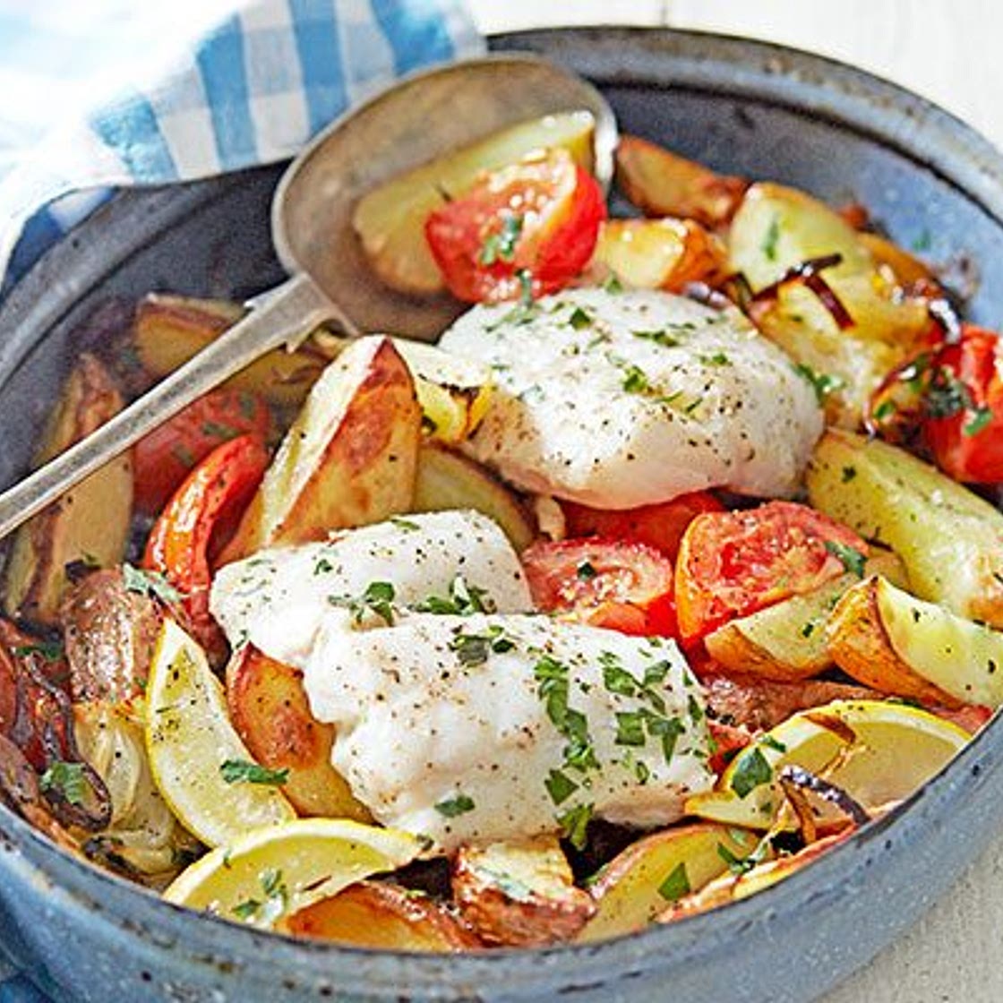 Greek-style roast fish