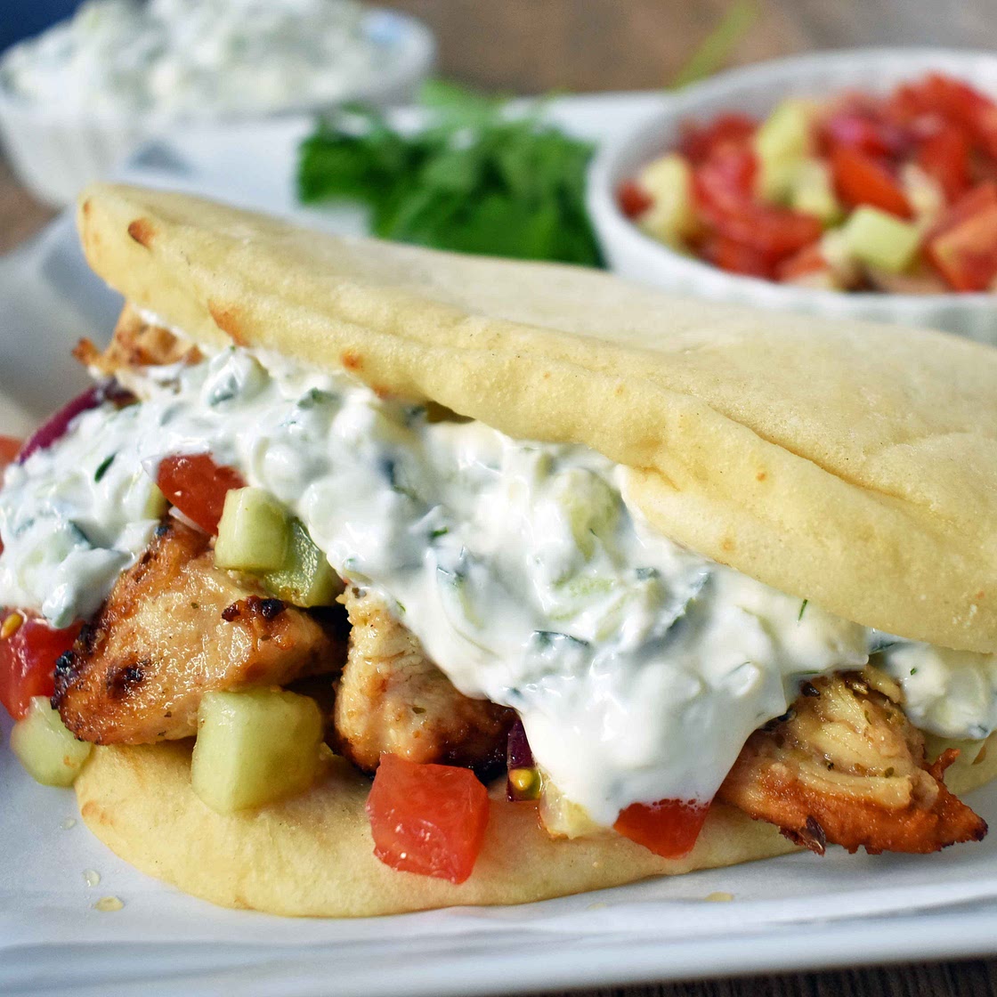 Greek Chicken Gyros with Tzatziki Sauce